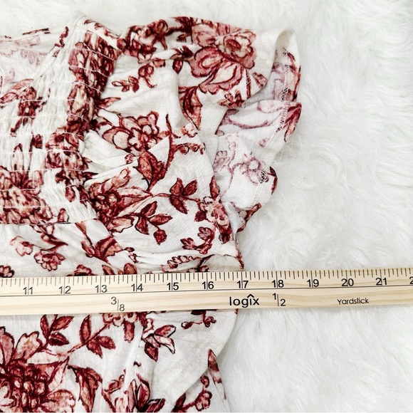 Maurices Soft White Floral Smocked Flutter Sleeve Blouse Womens Sz M - Picture 10 of 11